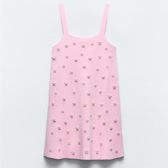 Zara PEARL TRIM KNIT MINI DRESS - Picture 6 of 8